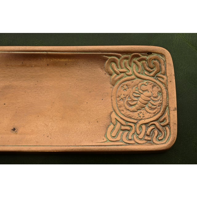 Tiffany Studios New York Zodiac Bronze Doré Pen Tray For Sale In South Bend - Image 6 of 11