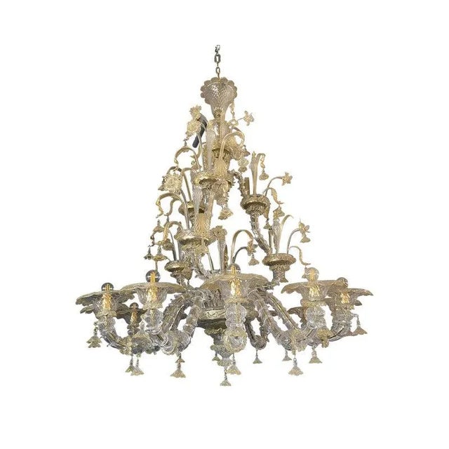 Floral Venetian Ca Rezzonico Gold Chandelier in Murano Glass For Sale - Image 13 of 13