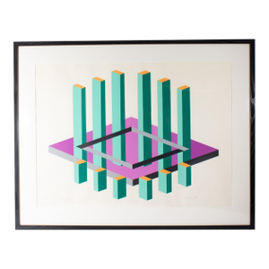 1970 “Vexations” Op Art Serigraph by Michael Challenger