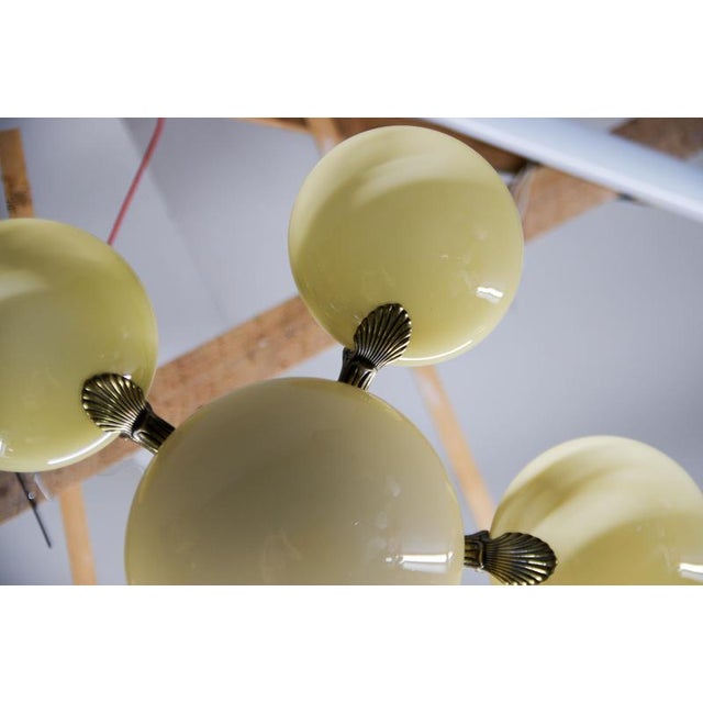 Art Nouveau Six-Light Brass Chandelier by Jencik, Czechoslovakia, 1920s For Sale - Image 13 of 17