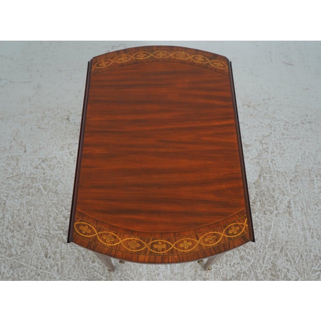 Maitland Smith Mahogany Inlaid 1 Drawer Pembroke Table For Sale - Image 15 of 18