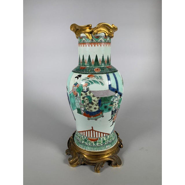Asian Kangxi period (1662-1722) Famille Verte vase For Sale - Image 3 of 12