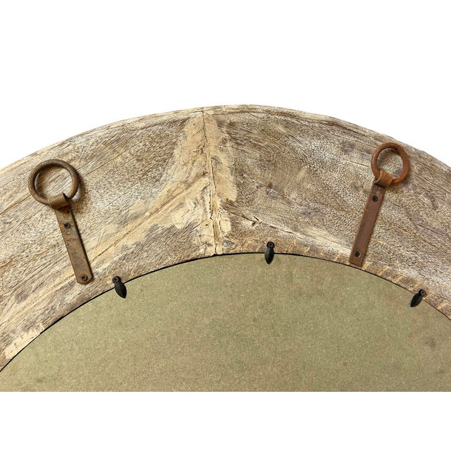 Vintage Large Wood Wheel Mirror For Sale In Los Angeles - Image 6 of 6