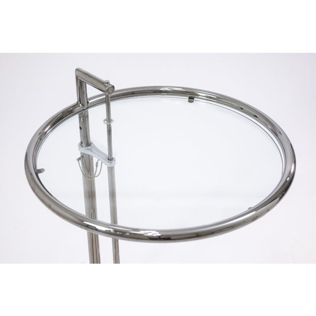 Contemporary Contemporary Modern Eileen Gray Chrome and Glass Adjustable Side End Table For Sale - Image 3 of 6