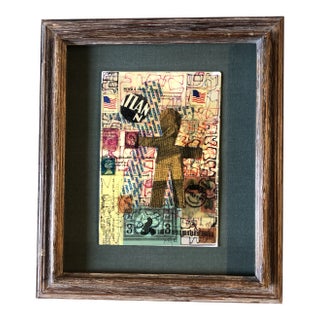 Original Contemporary Wayne Cunningham “Hands Across America “ Collage Ink Drawing Signed For Sale