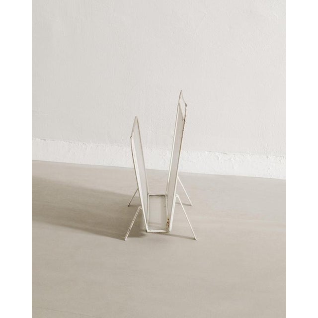 Rare french mid century magazine rack in white lacquered metal by mathieu matégot produced in france, 1950s in good...