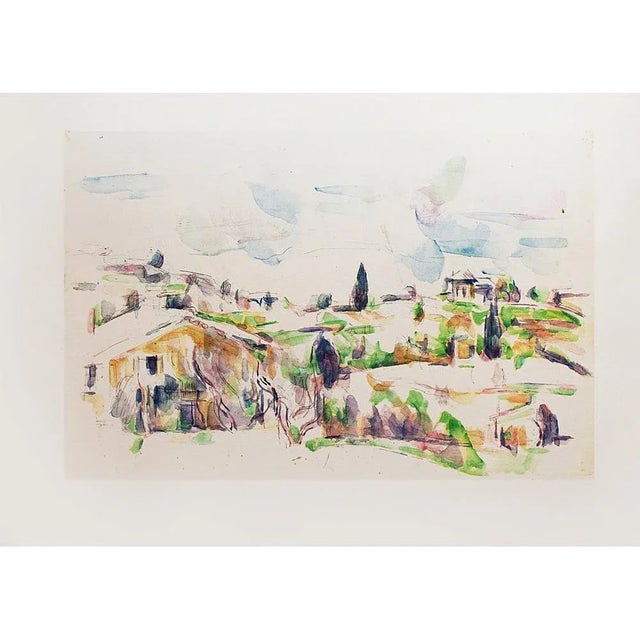 A rare stunning large vintage First Edition full-color print after pencil drawing washed with watercolor "Landscape" by...