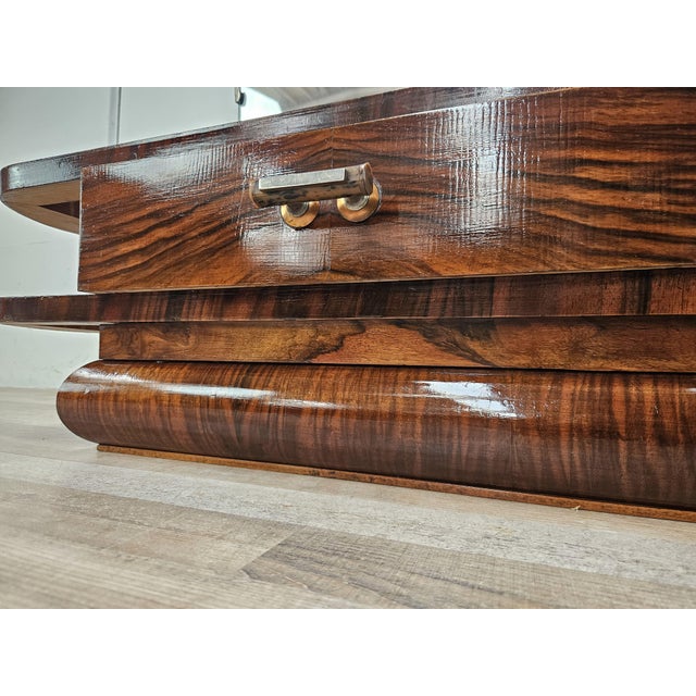 Art Deco Walnut Dressing Table with Mirror, 1940 For Sale - Image 14 of 18