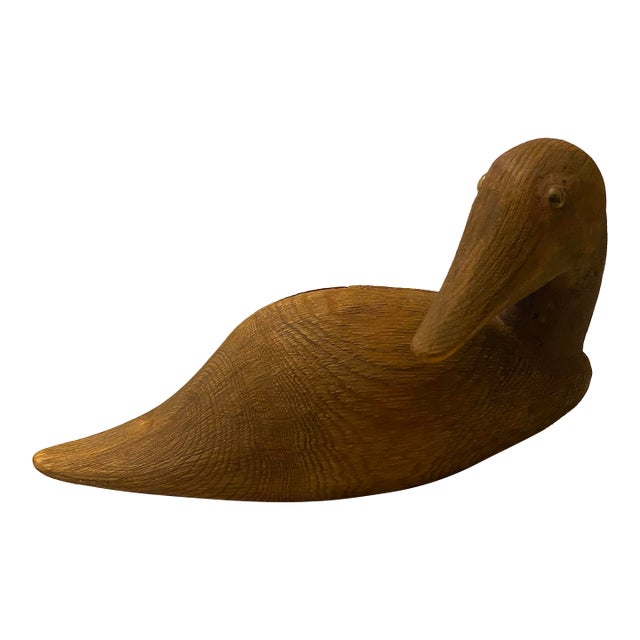 Vintage Antique Hand Carved Wood Duck Decoy Signed John Violette #2 For Sale
