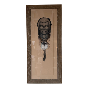 1970’s Ralph “Gus” Kniffin Native American Portrait Pen & Ink Painting Framed Under Glass