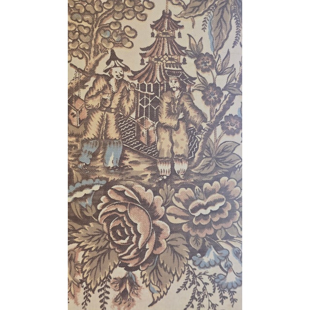 Gold Vintage Stiffle Brass Lamp With Chinoiserie Shade For Sale - Image 8 of 13