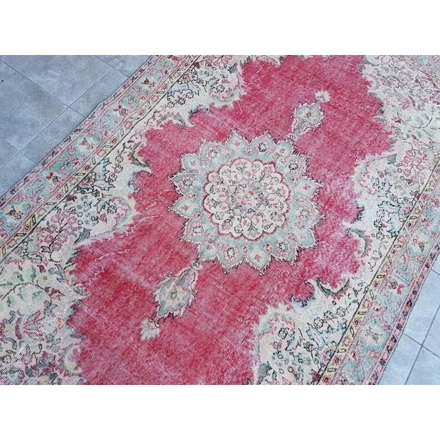 1960s 5x9 Geometric Handknotted Wool Rug For Sale - Image 6 of 8