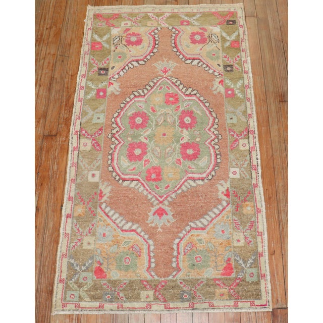 American Vintage Turkish Oushak Throw Rug - 2'8" x 4'9" For Sale - Image 3 of 7