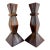 1960s Mid-Century Faceted Wood & Inlaid Metal Candlesticks, Geometric Modernist Form, a Pair For Sale