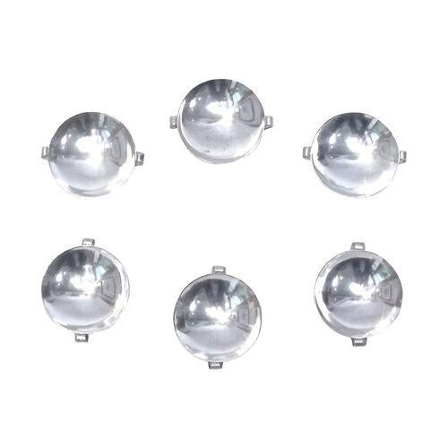 Set of six Art Deco sterling silver salt dishes with stylized geometric feet. Marked "Sterling" on one foot. Minor wear.