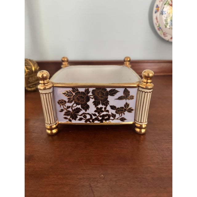 Ceramic Early 20th Century Morimura French Empire Style Blue Floral Cachepot For Sale - Image 7 of 9