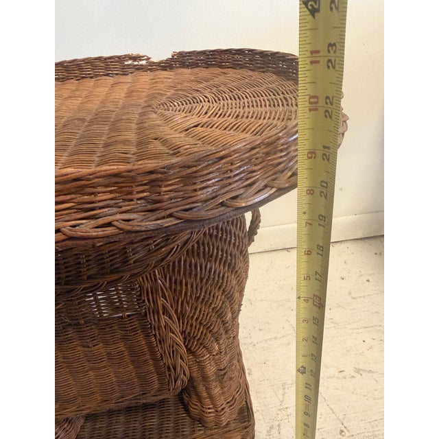 Vintage Wicker Elephant Tray Table Natural Finish For Sale - Image 9 of 12