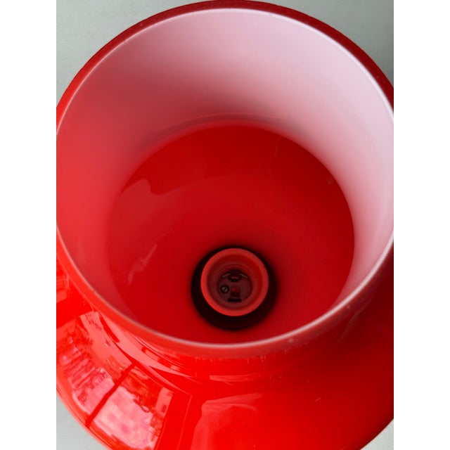 Mid-Century Modern 1970s Štěpán Tabery Glass Lamp, Czech Design Space Age Red With Yellow & White Interior Mid-Century Modern For Sale - Image 3 of 5