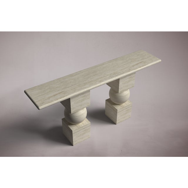 Axis Travertine Console Table 63" For Sale - Image 4 of 4