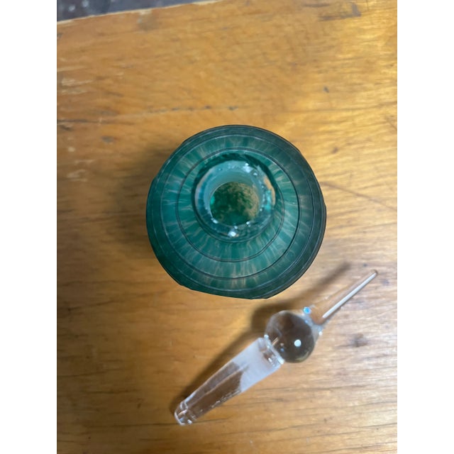 Vintage Multi Chamber Aqua Green Hand Blown Art Glass Perfume Bottle For Sale - Image 9 of 10