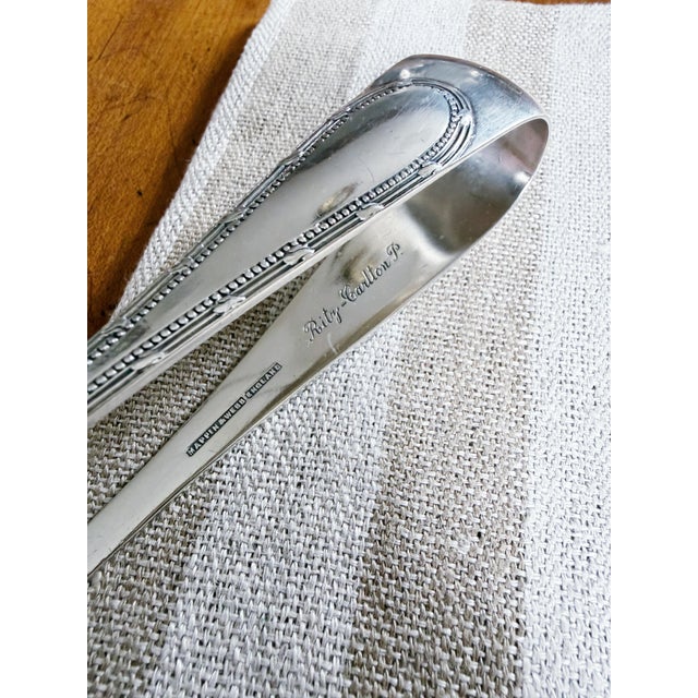 Traditional Antique Silver Plated Asparagus Tongs From Ritz Carlton Hotel For Sale - Image 3 of 8