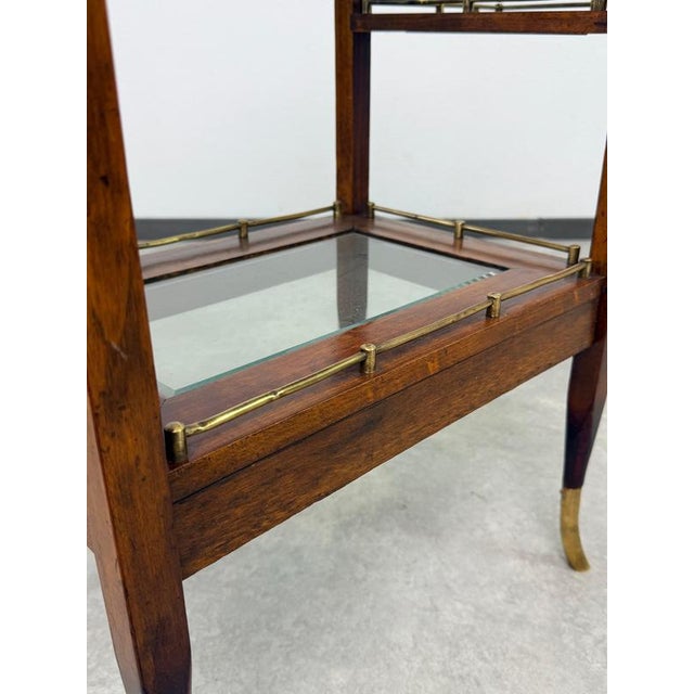 Art Deco Walnut and Brass Tea Trolley with Serving Tray, 1920s For Sale - Image 9 of 12
