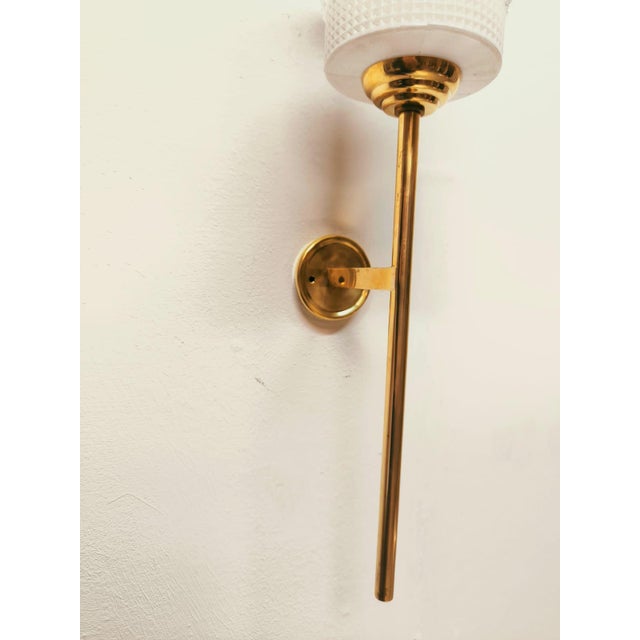 Gold Brass Wall Light with Glass Dome, 1940s For Sale - Image 8 of 11