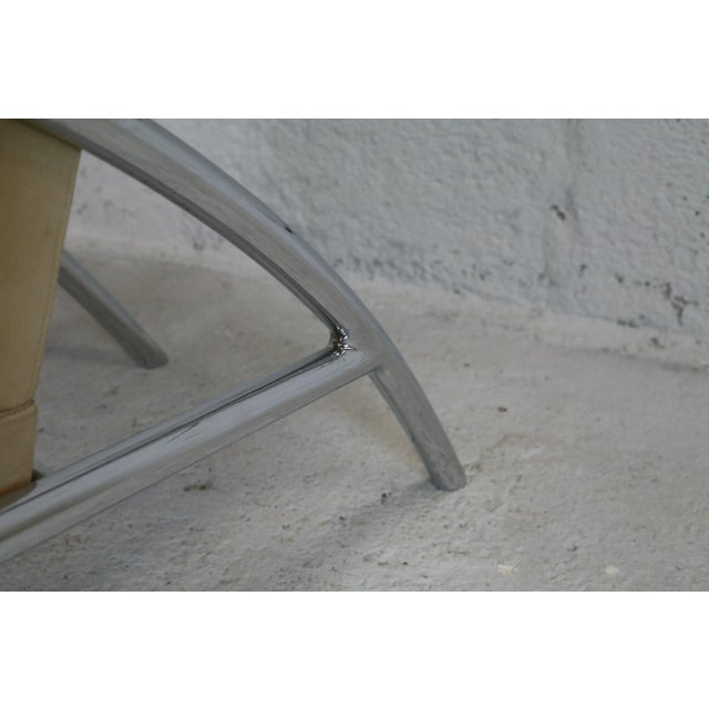 Tubular Steel and Leather Cream Armchair, France, 1970s For Sale - Image 11 of 18