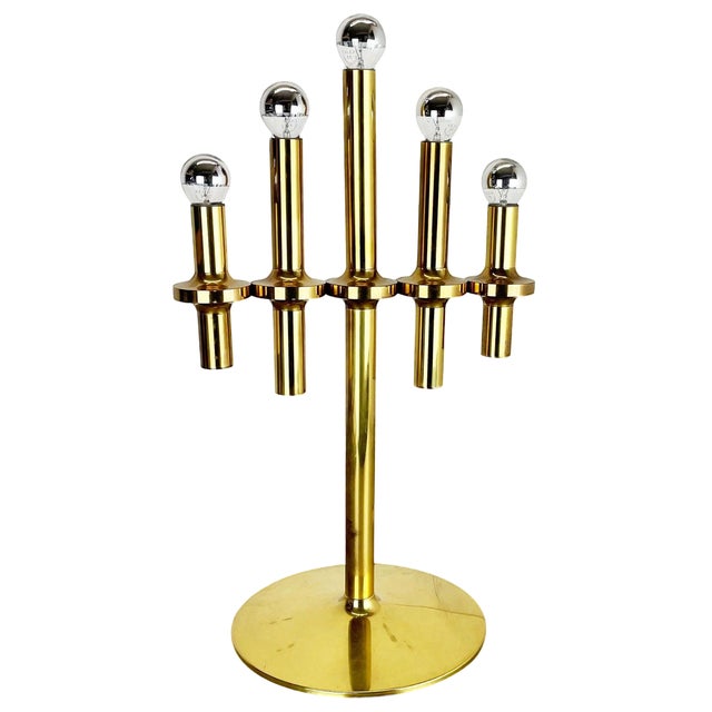 Modernist Brass Table Light by Gaetano Sciolari, Italy, 1970s For Sale