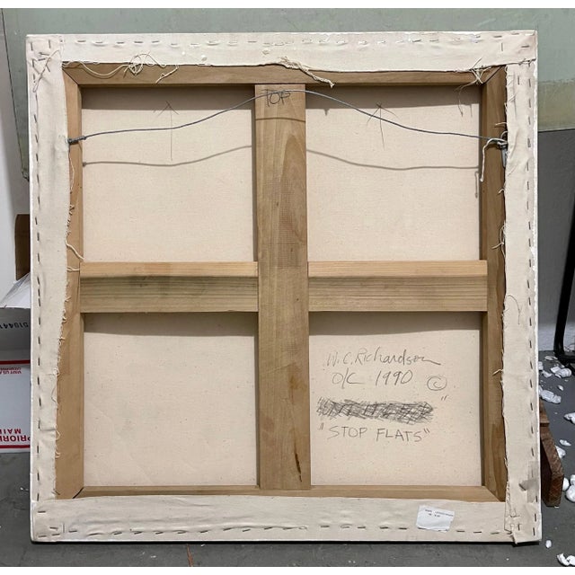 Black W.C. Richardson, Stop Flats Night Stops Abstract Geometric Modernist Oil Painting W.C. Richardson, 1990 For Sale - Image 8 of 12