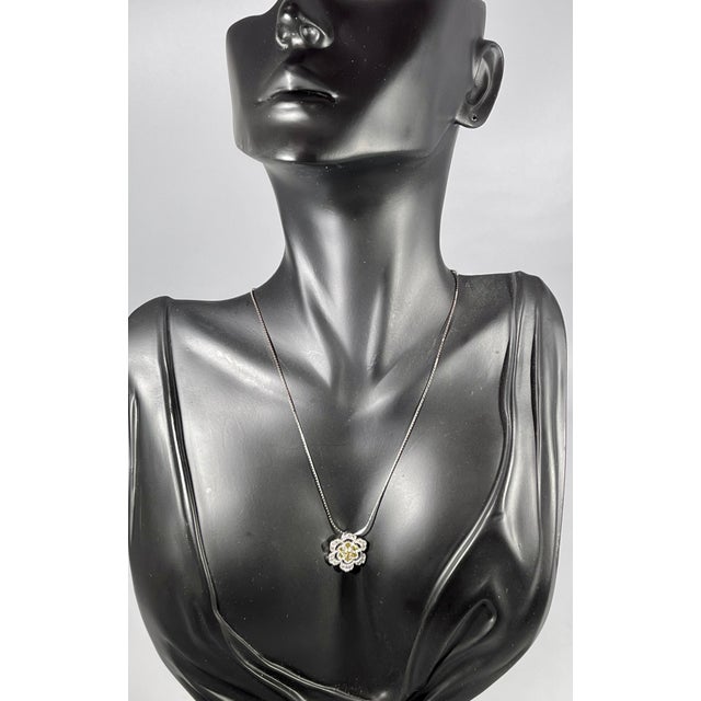 Designer Effy's 0.44 Ct Yellow & White Diamond Pendant with 14 Kt White Gold For Sale - Image 9 of 18
