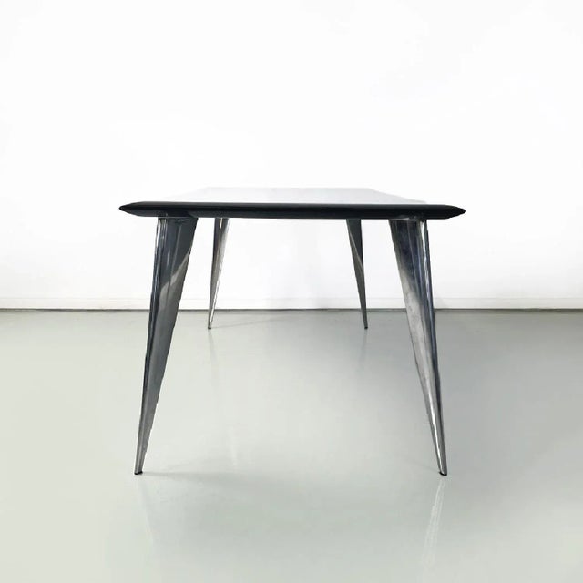 Driade Modern Italian Black Dining Table M attributed to Philippe Starck for Driade Aleph, 1980s For Sale - Image 4 of 9