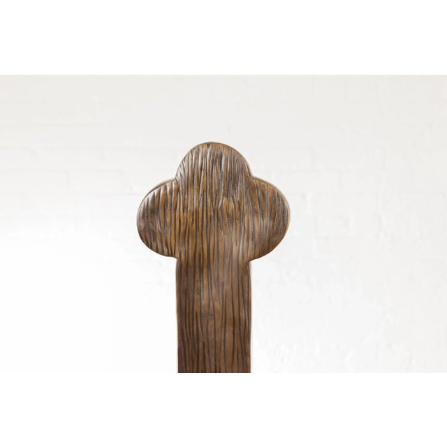 Contemporary Bronze Religious Cross with Trifold Extremities and Rocky Base For Sale - Image 10 of 12