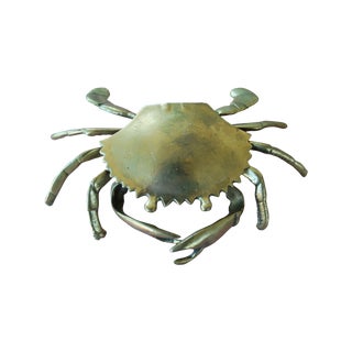 Vintage Brass Crab Trinket Holder For Sale