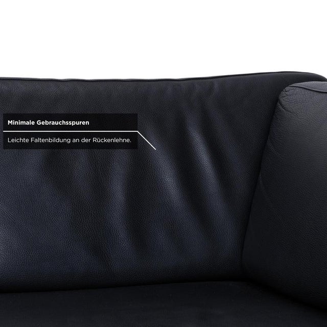 Brühl Alba Leather Corner Sofa, Black, Manual Function Sofa Couch For Sale - Image 10 of 17
