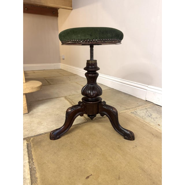 Antique Victorian Carved Walnut Revolving Stool, 1880 For Sale - Image 6 of 7
