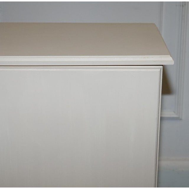 Minimalist Painted White Cupboard with Brass Knobs For Sale - Image 5 of 14