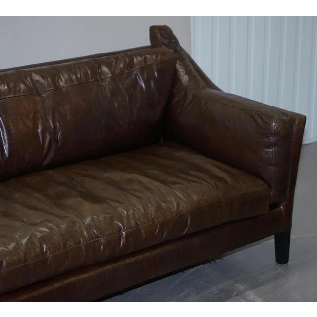Vintage Brown Leather Sofa For Sale - Image 5 of 18
