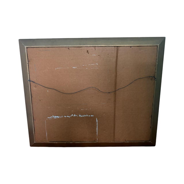 Vintage Signed Coastal Harbor Oil Painting in Ornate Gilt Frame, 1958 For Sale In New York - Image 6 of 6