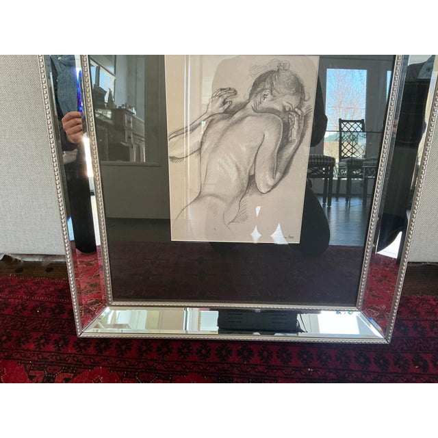 Beautiful reproduction print by Francine Van Hove showcased in a modern, but timeless mirrored beaded frame with accent...