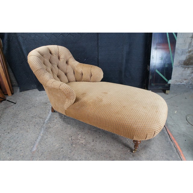 Century Furniture Tufted Walnut Chaise Lounge Chair Daybed Fainting Couch 78" For Sale - Image 11 of 14