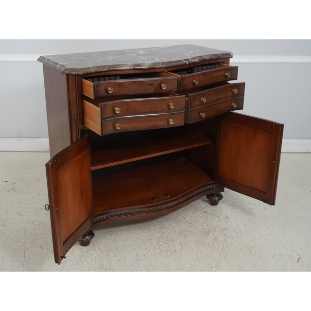 Traditional Century Marble Top Cherry Server Cabinet For Sale - Image 3 of 18