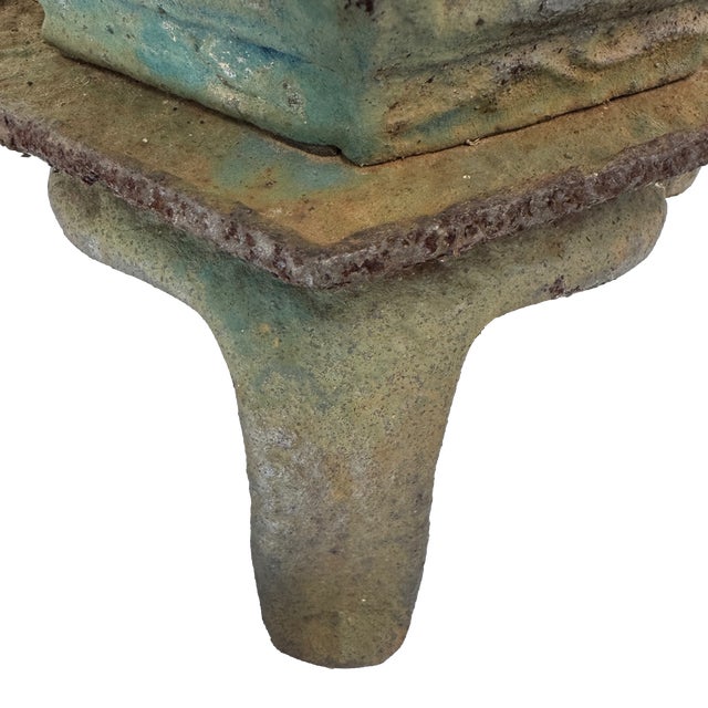 Vintage Japanese Cast Iron Pagoda Garden Lantern Verdigris Marked Japan For Sale - Image 9 of 15