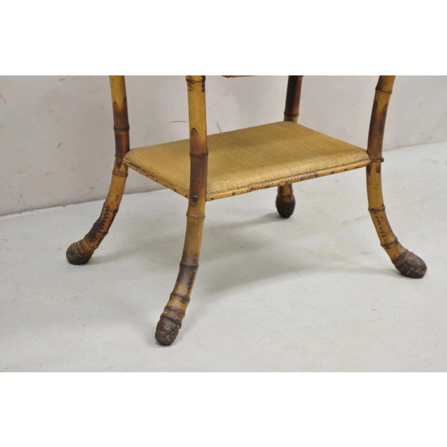 Antique English Victorian Bamboo Rattan Sewing Box Work Stand Side Table For Sale - Image 12 of 12