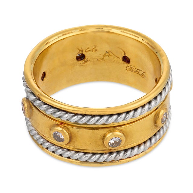 1990s Vintage Diamond 22k Yellow Gold Platinum Eternity Band, Size 5.75 For Sale - Image 5 of 7