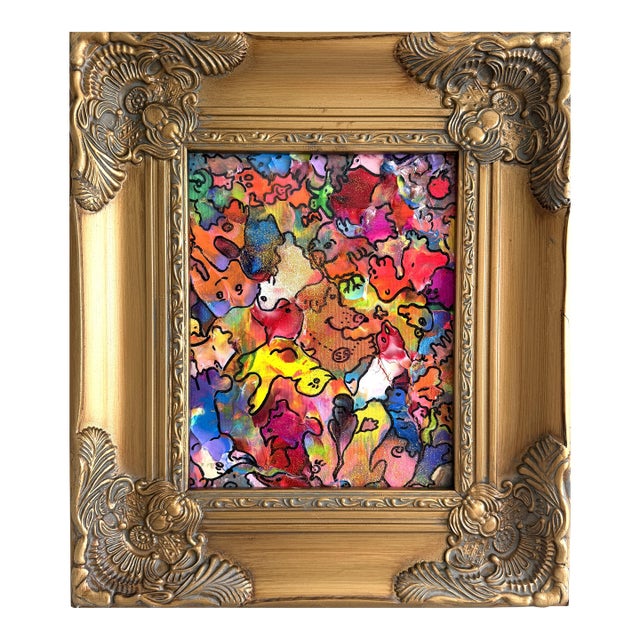 Original Abstract Painting Serg Graff "Happy Doodles" Surreal Fantasy Art, Coa For Sale
