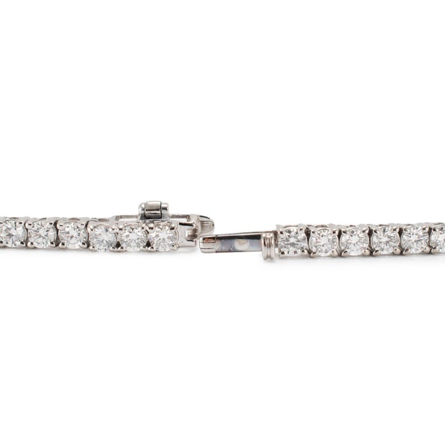 Modern 14k White Gold 4-Prong 9.83ctw Lab Grown Diamond Tennis Chain Necklace For Sale - Image 3 of 8