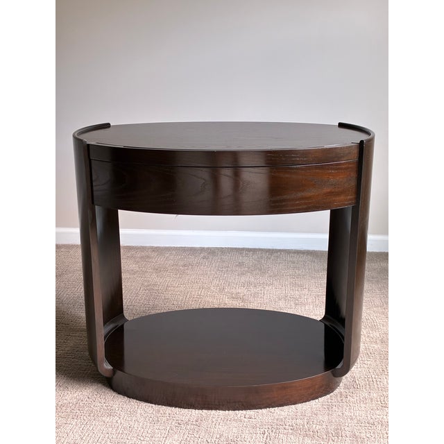 Modern Pair of Barbara Barry for McGuire Modern Oval Nightstands / End Tables For Sale - Image 3 of 12
