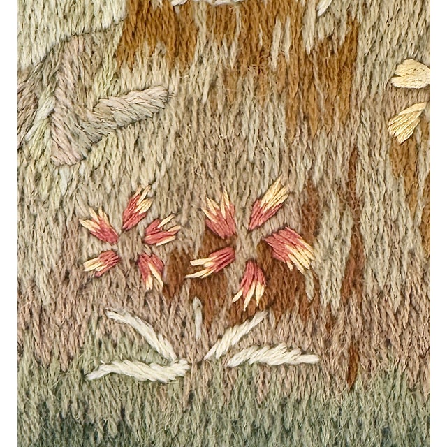 Cream Antique English Pastoral Woolwork Embroidery With Stag, Hounds and Rabbit, 19th Century For Sale - Image 8 of 18