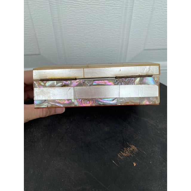 Moroccan Late 20th Century Abalone and Mother of Pearl Hinged Box For Sale - Image 3 of 7